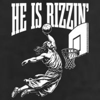 He Is Rizzin Funny Jesus Meme He Is Rizzen 7 Panel Mesh Trucker Snapback Hat