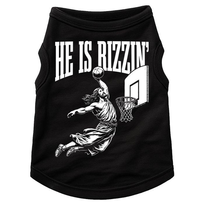 He Is Rizzin Funny Jesus Meme He Is Rizzen Doggie Tank