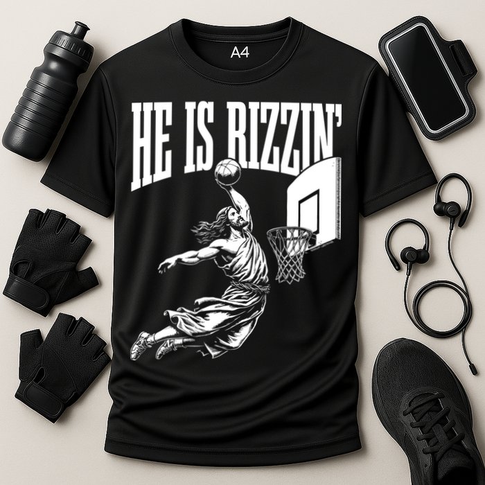 He Is Rizzin Funny Jesus Meme He Is Rizzen Performance Shirt