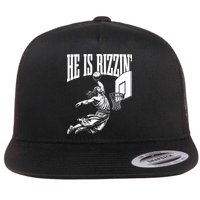 He Is Rizzin Funny Jesus Meme He Is Rizzen Flat Bill Trucker Hat