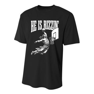 He Is Rizzin Funny Jesus Meme He Is Rizzen Youth Performance Sprint T-Shirt