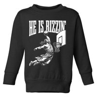 He Is Rizzin Funny Jesus Meme He Is Rizzen Toddler Sweatshirt