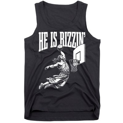He Is Rizzin Funny Jesus Meme He Is Rizzen Tank Top