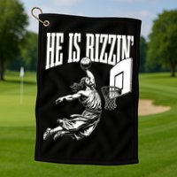 He Is Rizzin Funny Jesus Meme He Is Rizzen Golf Towel