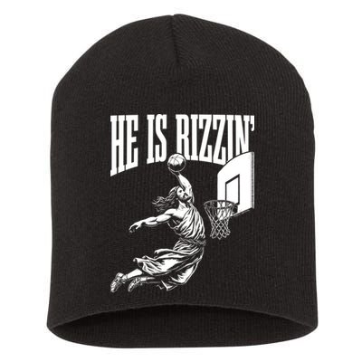 He Is Rizzin Funny Jesus Meme He Is Rizzen Short Acrylic Beanie