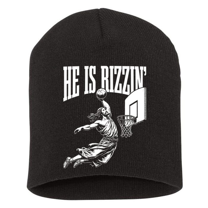 He Is Rizzin Funny Jesus Meme He Is Rizzen Short Acrylic Beanie