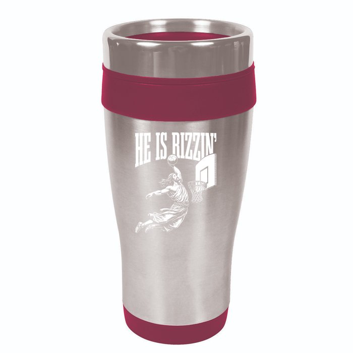 He Is Rizzin Funny Jesus Meme He Is Rizzen 16oz Travel Tumbler