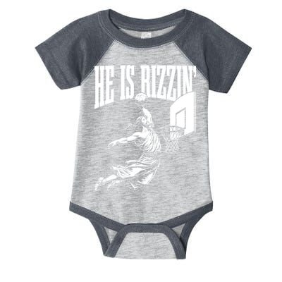 He Is Rizzin Funny Jesus Meme He Is Rizzen Infant Baby Jersey Bodysuit