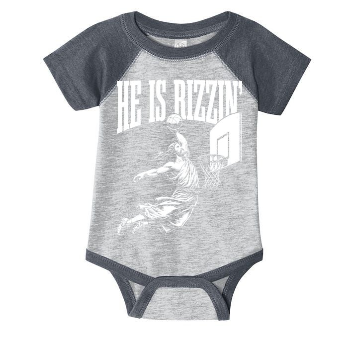 He Is Rizzin Funny Jesus Meme He Is Rizzen Infant Baby Jersey Bodysuit