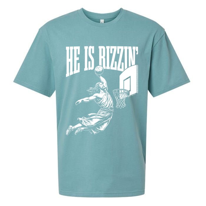He Is Rizzin Funny Jesus Meme He Is Rizzen Sueded Cloud Jersey T-Shirt