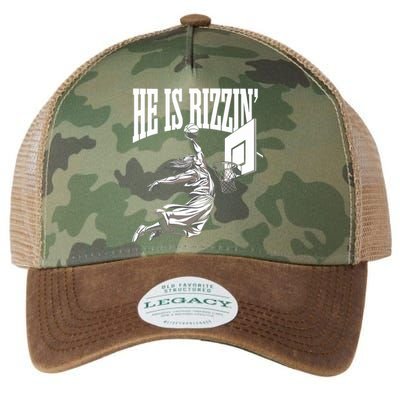 He Is Rizzin Basketball Jesus Dunk Memes Humor Legacy Tie Dye Trucker Hat