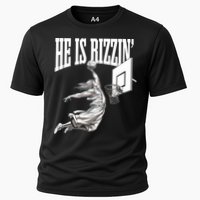 He Is Rizzin Basketball Jesus Dunk Memes Humor Cooling Performance Crew T-Shirt