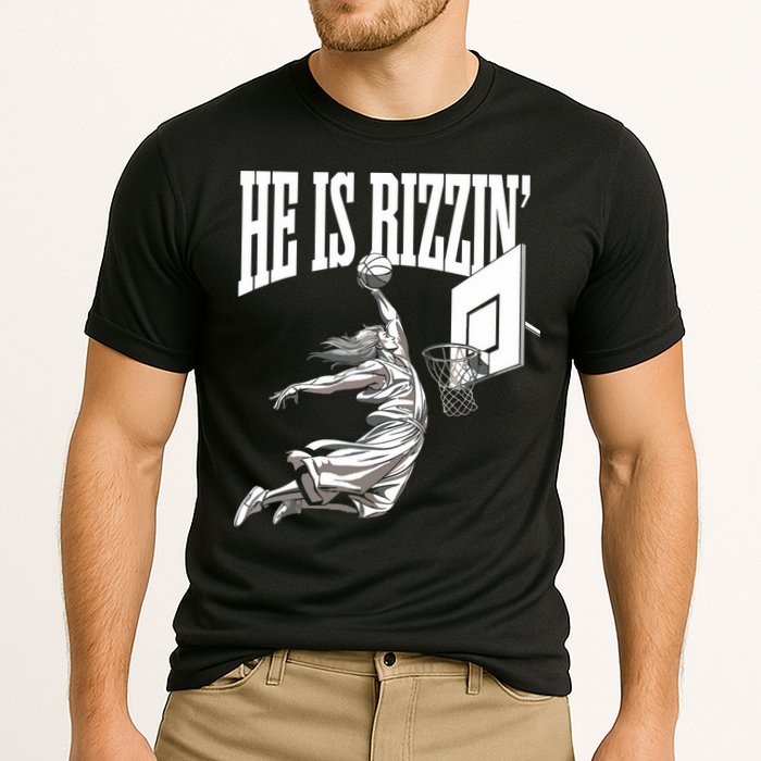 He Is Rizzin Basketball Jesus Dunk Memes Humor Cooling Performance Crew T-Shirt