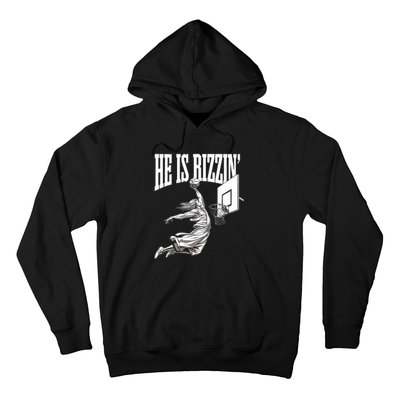 He Is Rizzin Basketball Jesus Dunk Memes Humor Hoodie