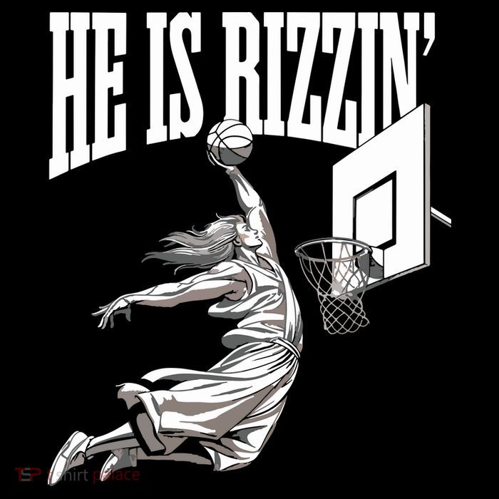He Is Rizzin Basketball Jesus Dunk Memes Humor T-Shirt