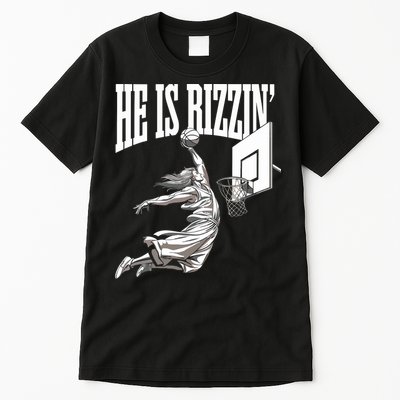 He Is Rizzin Basketball Jesus Dunk Memes Humor Tall T-Shirt