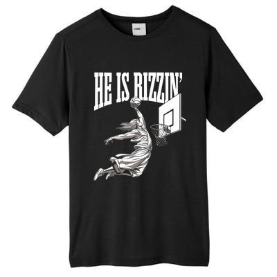 He Is Rizzin Basketball Jesus Dunk Memes Humor Tall Fusion ChromaSoft Performance T-Shirt