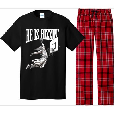 He Is Rizzin Basketball Jesus Dunk Memes Humor Pajama Set