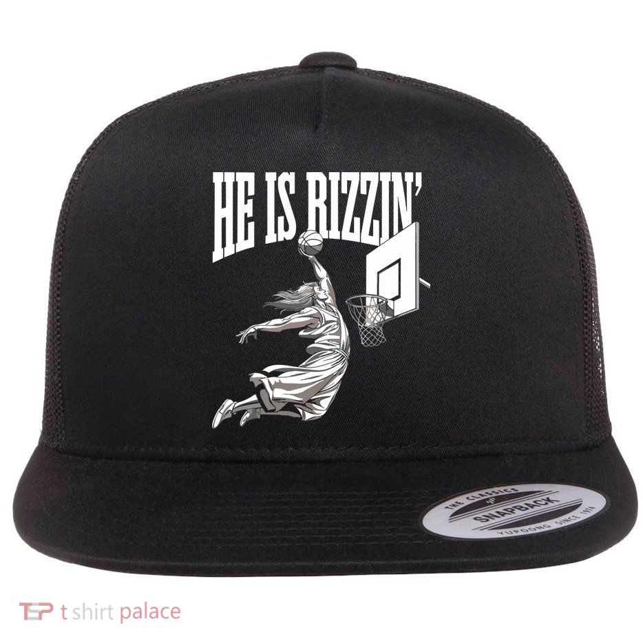 He Is Rizzin Basketball Jesus Dunk Memes Humor Flatbill Hat