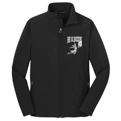 He Is Rizzin Basketball Jesus Dunk Memes Humor Core Soft Shell Jacket