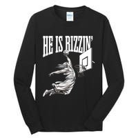 He Is Rizzin Basketball Jesus Dunk Memes Humor Tall Long Sleeve T-Shirt