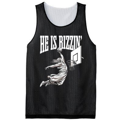 He Is Rizzin Basketball Jesus Dunk Memes Humor Mesh Reversible Basketball Jersey Tank