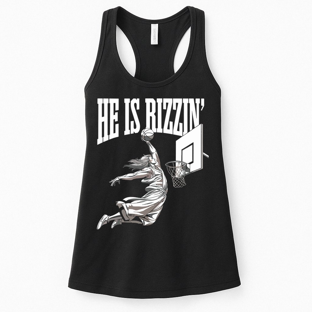 He Is Rizzin Basketball Jesus Dunk Memes Humor Womens Tank Top