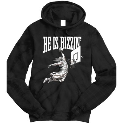 He Is Rizzin Basketball Jesus Dunk Memes Humor Tie Dye Hoodie