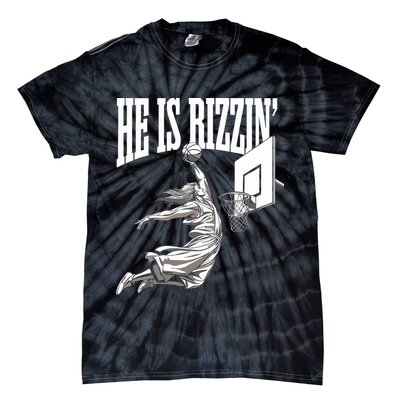 He Is Rizzin Basketball Jesus Dunk Memes Humor Tie-Dye T-Shirt