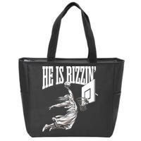 He Is Rizzin Basketball Jesus Dunk Memes Humor Zip Tote Bag