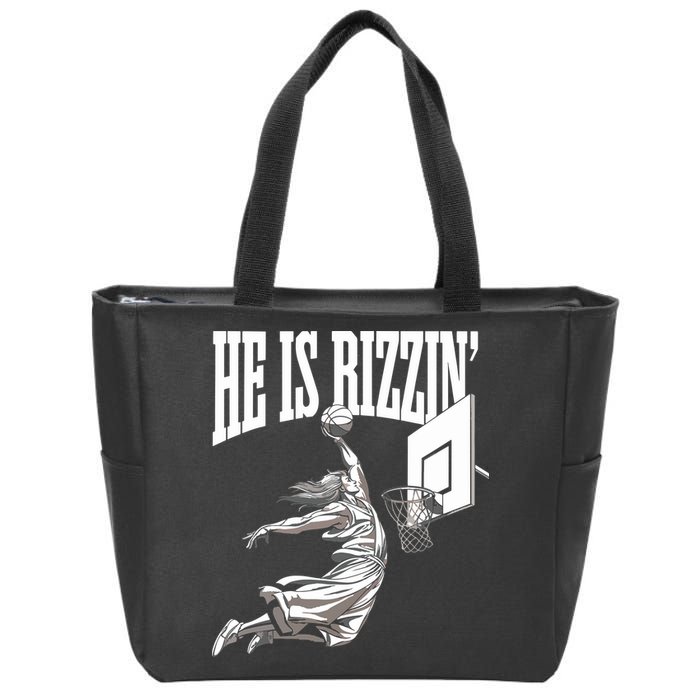 He Is Rizzin Basketball Jesus Dunk Memes Humor Zip Tote Bag