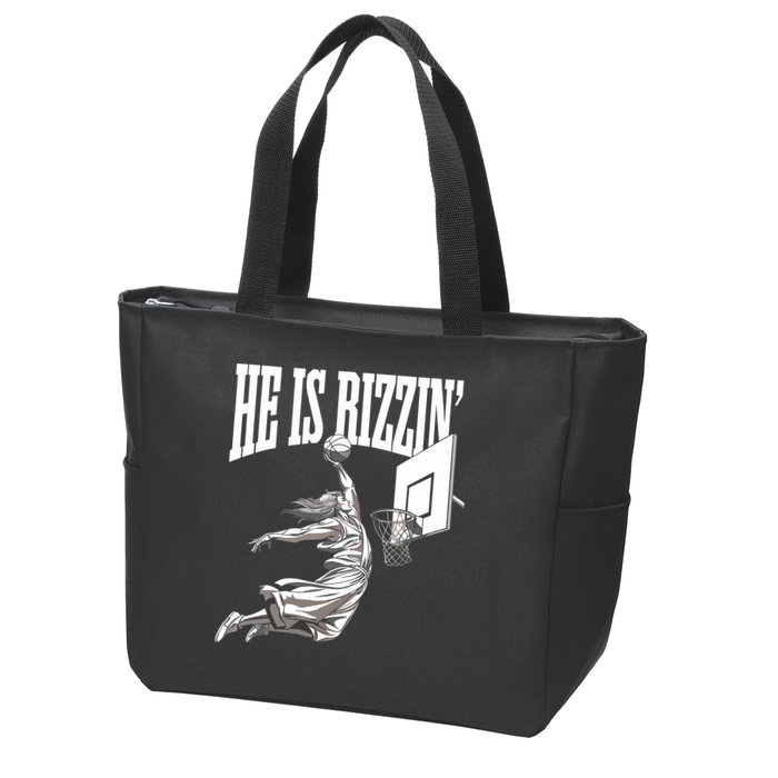 He Is Rizzin Basketball Jesus Dunk Memes Humor Zip Tote Bag