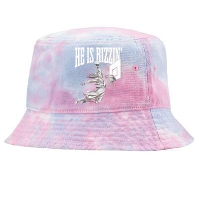 He Is Rizzin Basketball Jesus Dunk Memes Humor Tie-Dyed Bucket Hat