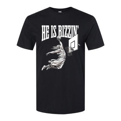 He Is Rizzin Basketball Jesus Dunk Memes Humor Softstyle CVC T-Shirt