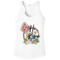 He Is Risen Cross Jesus Easter Leopard Christians Ladies PosiCharge Competitor Racerback Tank