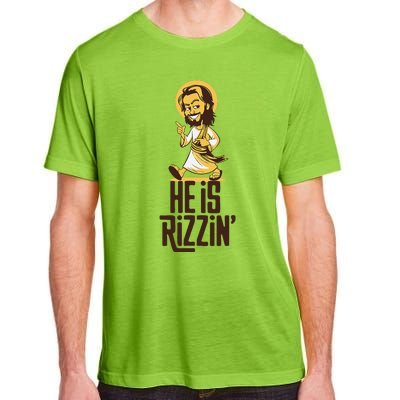 He Is Rizzin Funny Christian Jesus Christ Rizz Risen Easter Adult ChromaSoft Performance T-Shirt