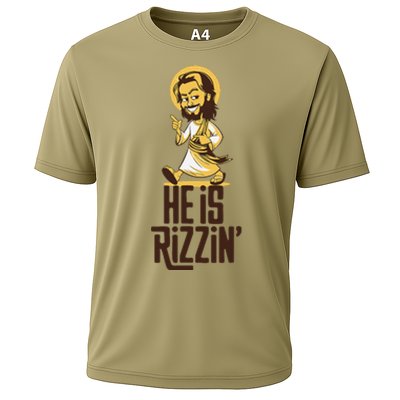 He Is Rizzin Funny Christian Jesus Christ Rizz Risen Easter Cooling Performance Crew T-Shirt