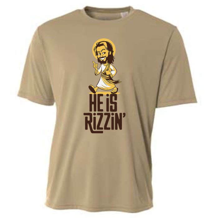 He Is Rizzin Funny Christian Jesus Christ Rizz Risen Easter Cooling Performance Crew T-Shirt