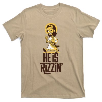 He Is Rizzin Funny Christian Jesus Christ Rizz Risen Easter T-Shirt