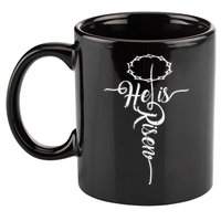He Is Risen Cross Jesus Religious Easter Day Christians 11oz C Handle Ceramic Mug
