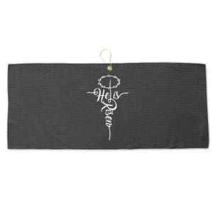 He Is Risen Cross Jesus Religious Easter Day Christians Large Microfiber Waffle Golf Towel