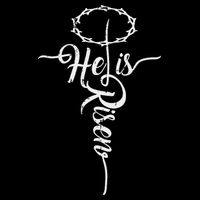 He Is Risen Cross Jesus Religious Easter Day Christians Cropped Pullover Crew