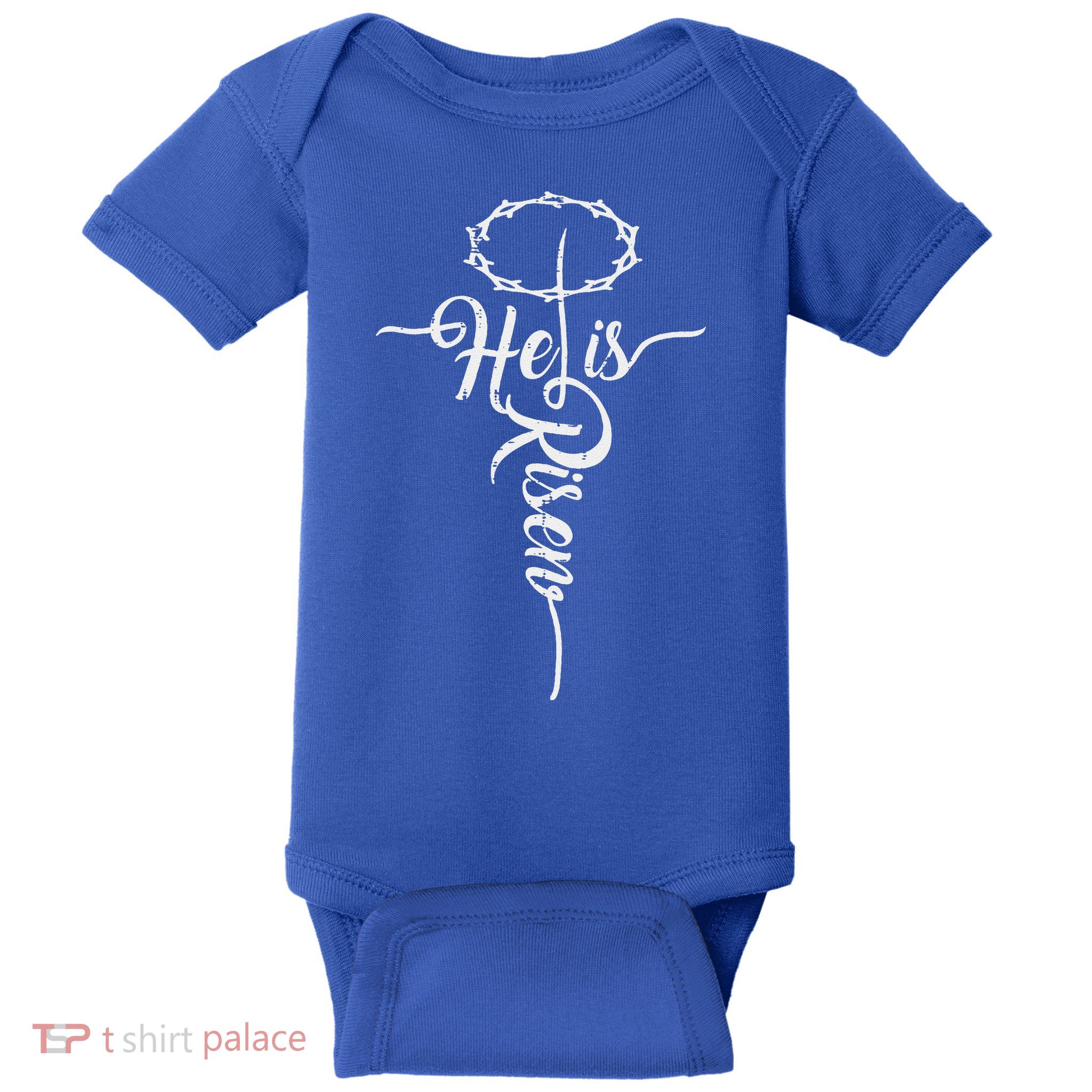 He Is Risen Cross Jesus Religious Easter Day Christians Baby Bodysuit