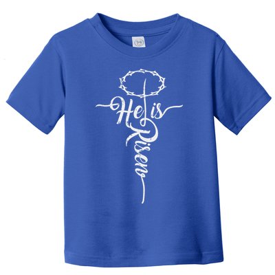 He Is Risen Cross Jesus Religious Easter Day Christians Toddler T-Shirt