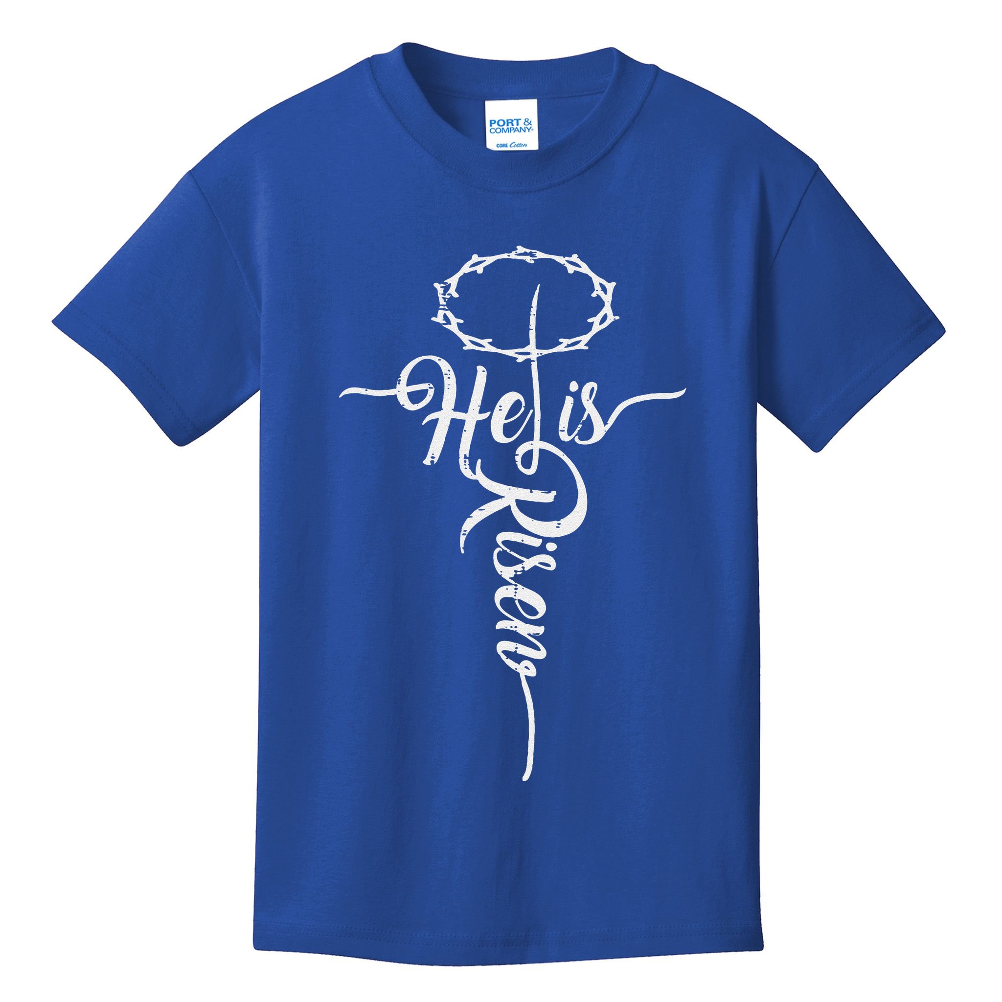 He Is Risen Cross Jesus Religious Easter Day Christians Kids T-Shirt