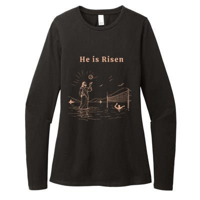 He Is Risen Jesus Playing Volleyball Easter Womens CVC Long Sleeve Shirt