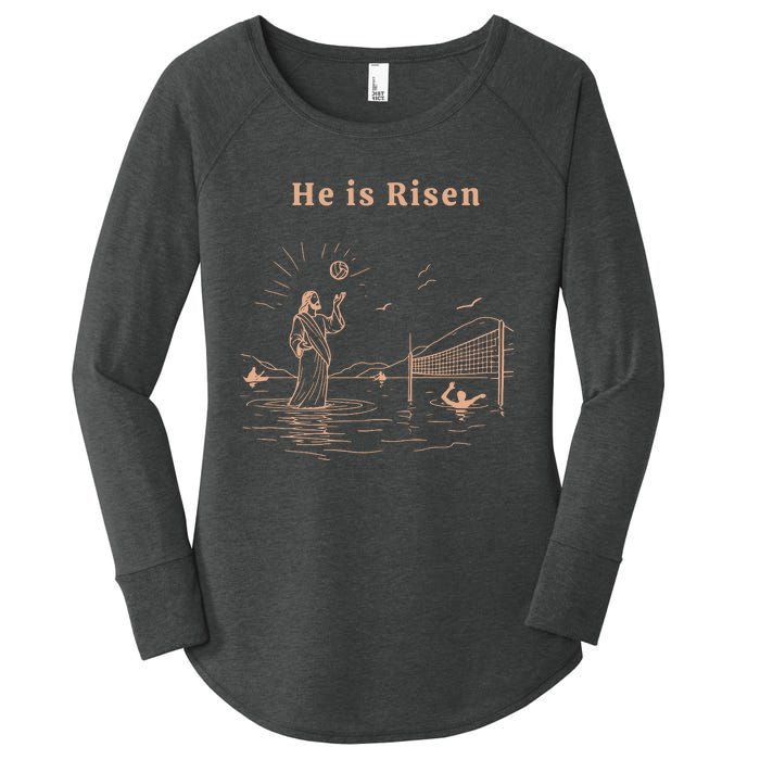 He Is Risen Jesus Playing Volleyball Easter Women's Perfect Tri Tunic Long Sleeve Shirt