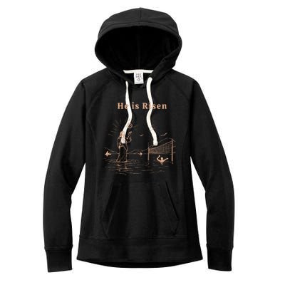 He Is Risen Jesus Playing Volleyball Easter Women's Fleece Hoodie