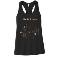 He Is Risen Jesus Playing Volleyball Easter Women's Racerback Tank