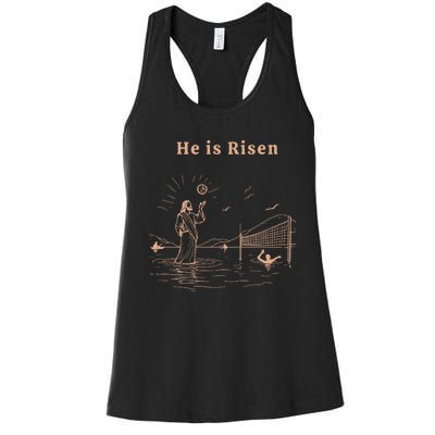 He Is Risen Jesus Playing Volleyball Easter Women's Racerback Tank